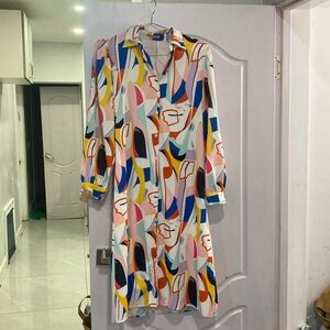 WOMANS RED LEAF BUTTONED DRESS     item #1